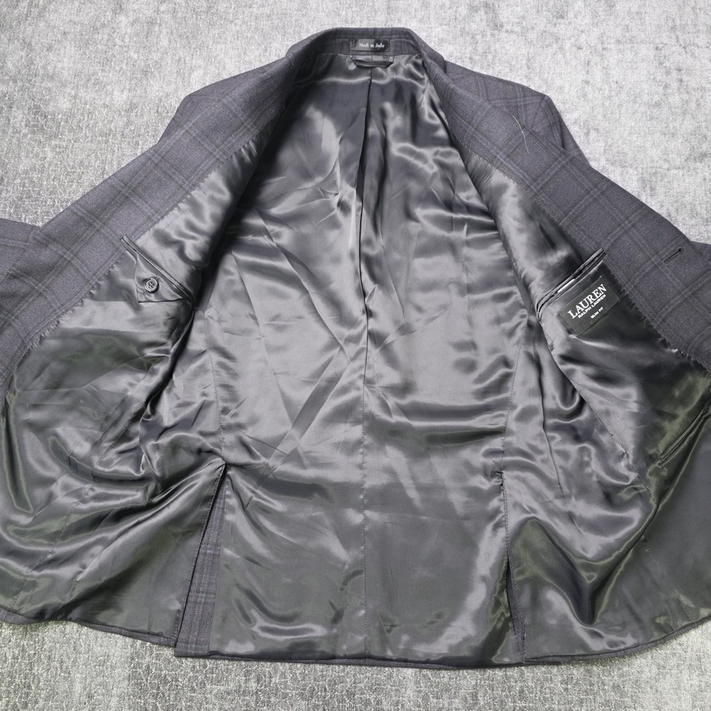 Ralph‎ Lauren Black Label Sport Coat Mens 38R Windowpane Blazer Suit Jacket Gray - Picture 10 of 13